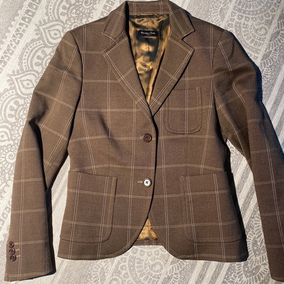 Massimo Dutti Wool Brown Plaid Blazer - Picture 2 of 16